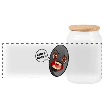 SCHWARZE OLIVE - WUT - Panorama Keksdose mit Holzdeckel - Weiß - Vorne
