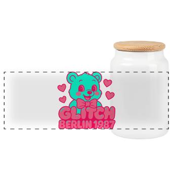 Glitch Berlin Supercute - Panoramic Cookie Jar with Wooden Lid - white - Front