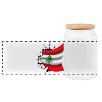 Drapeau du Liban - Drapeau Broken Design - Boîte à biscuits avec couvercle en bois - blanc - Devant