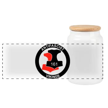 Antifa Vikings - Panorama Keksdose mit Holzdeckel - Weiß - Vorne