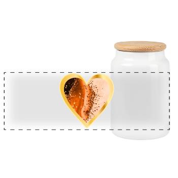 COEUR AMOUR ORANGE - Boîte à biscuits avec couvercle en bois - blanc - Devant