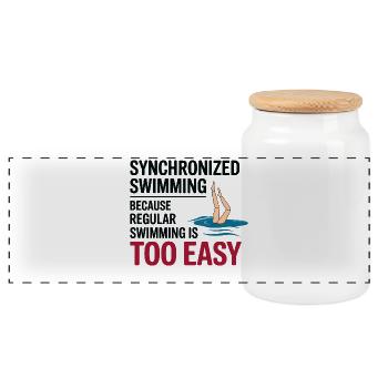 Synchronized Swimming Motivation  - Panoramic Cookie Jar with Wooden Lid - white - Front