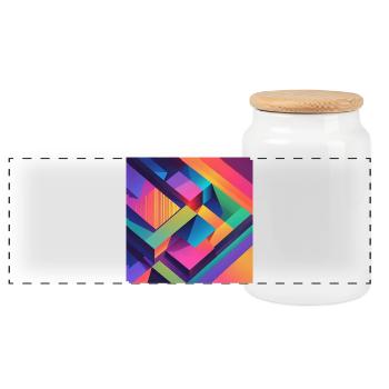 abstract - Panoramic Cookie Jar with Wooden Lid - white - Front