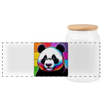 Panda - Panorama Keksdose mit Holzdeckel - Weiß - Vorne