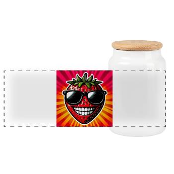 Erdbeeren Erdbeeren - Panorama Keksdose mit Holzdeckel - Weiß - Vorne