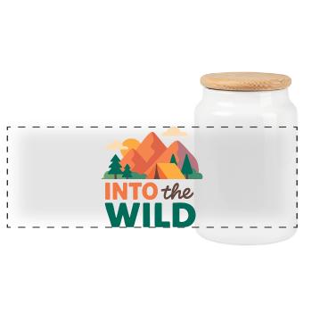 Montagnes et forêt nature sauvage - Boîte à biscuits avec couvercle en bois - blanc - Devant