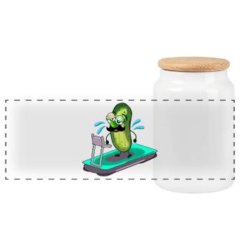 Tapis de course Papa Cornichons - Boîte à biscuits avec couvercle en bois - blanc - Devant