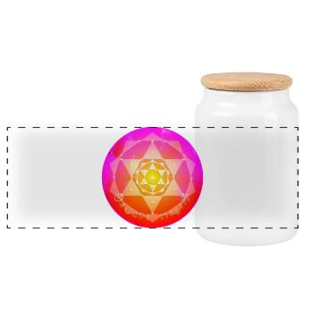 Kordulah Crystal Mandala - ElshaddaiShikaina - Panoramic Cookie Jar with Wooden Lid - white - Front