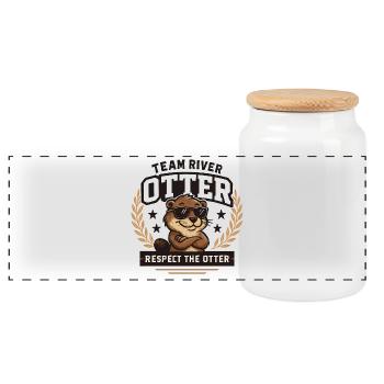 River Otter Team - Respect the Otter - Panoramic Cookie Jar with Wooden Lid - white - Front