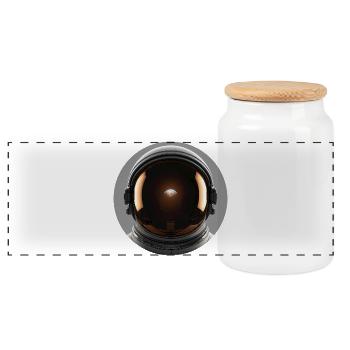 Vue de la Terre en combinaison spatiale - Boîte à biscuits avec couvercle en bois - blanc - Devant