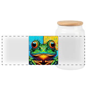 grenouille - Boîte à biscuits avec couvercle en bois - blanc - Devant