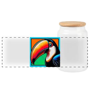 toucan - Boîte à biscuits avec couvercle en bois - blanc - Devant