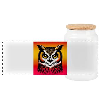 hibou - Boîte à biscuits avec couvercle en bois - blanc - Devant