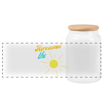 Voici le soleil - Boîte à biscuits avec couvercle en bois - blanc - Devant
