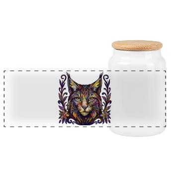 Colorful Lynx Power – Magie de la nature - Boîte à biscuits avec couvercle en bois - blanc - Devant