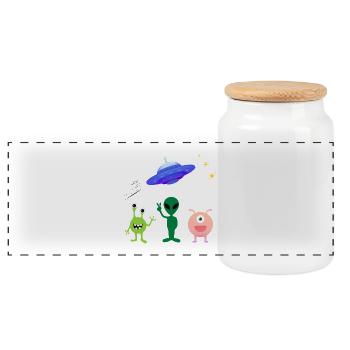 Salutation extraterrestre - Boîte à biscuits avec couvercle en bois - blanc - Devant