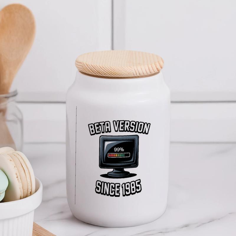 Rétro ordinateur Progrès Conception Boîte à biscuits avec couvercle en bois