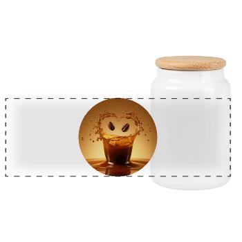 Coffee joy in the water splash - Panoramic Cookie Jar with Wooden Lid - white - Front