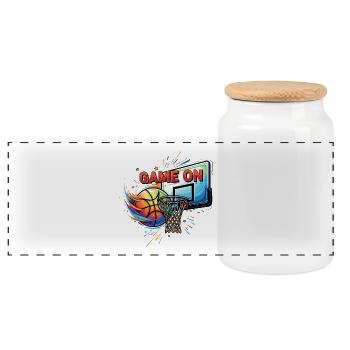 Game on - Panorama Keksdose mit Holzdeckel - Weiß - Vorne