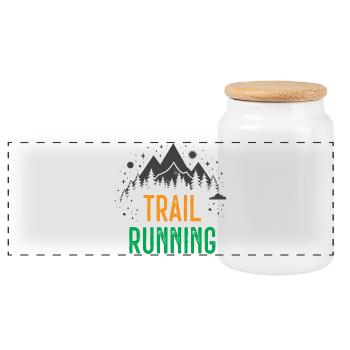 Trail Running - Panoramic Cookie Jar with Wooden Lid - white - Front