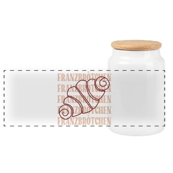 SCHRIFTZUG FRANZBRÖTCHEN GEBÄCK HAMBURG - Panorama Keksdose mit Holzdeckel - Weiß - Vorne