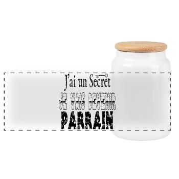 I have a secret I'm going to become a godfather - Panoramic Cookie Jar with Wooden Lid - white - Front