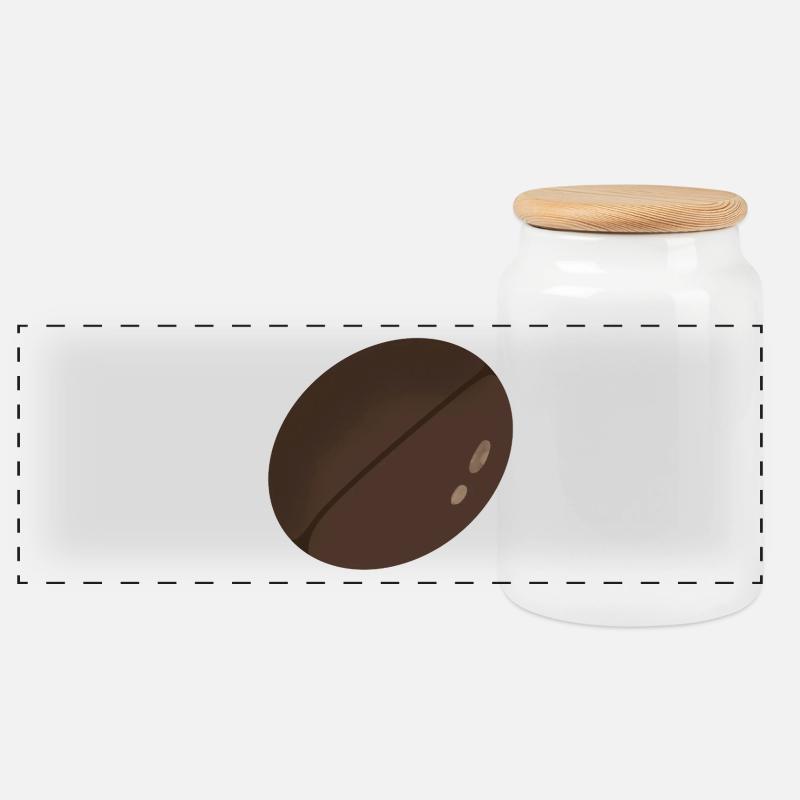Minimalistische Kaffeebohne Illustration - Panorama Keksdose mit Holzdeckel - Weiß