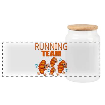 RUNNING TEAM CROISSANTS GROUP - Panoramic Cookie Jar with Wooden Lid - white - Front