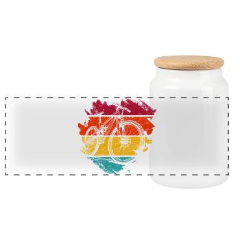 Retro Bike Wave Abstraktes Design - Panorama Keksdose mit Holzdeckel - Weiß - Vorne
