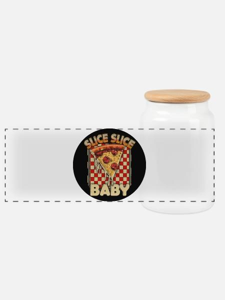 Pizza Slice Baby Design - Panorama Keksdose mit Holzdeckel - Weiß