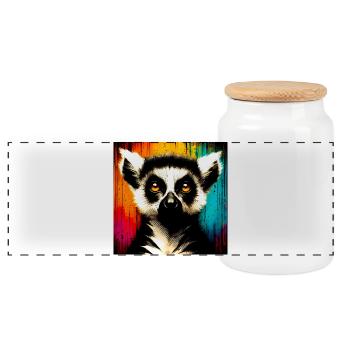 Lemur - Panorama Keksdose mit Holzdeckel - Weiß - Vorne