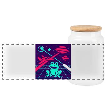 Space Frog - Panorama Keksdose mit Holzdeckel - Weiß - Vorne