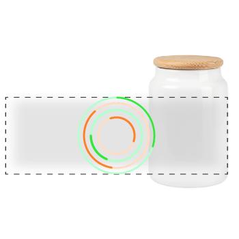 Abstract Circular Line Art Design - Panoramic Cookie Jar with Wooden Lid - white - Front