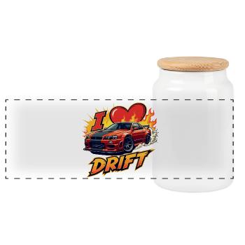 Speedster drift voiture illustration - Boîte à biscuits avec couvercle en bois - blanc - Devant