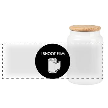 I Shoot Film - Panoramic Cookie Jar with Wooden Lid - white - Front