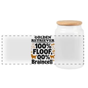 Golden Retriever 100 % Floof Funny Dog Citation - Boîte à biscuits avec couvercle en bois - blanc - Devant