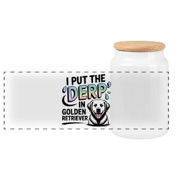 Golden Retriever Humor Derp Quote  - Panoramic Cookie Jar with Wooden Lid - white - Front
