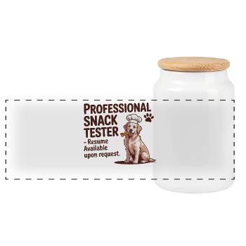 Professioneller Snacktester Lustiger Hundehumor - Panorama Keksdose mit Holzdeckel - Weiß - Vorne
