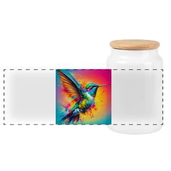 Kolibri - Panorama Keksdose mit Holzdeckel - Weiß - Vorne
