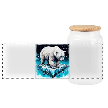 Eisbär - Panorama Keksdose mit Holzdeckel - Weiß - Vorne