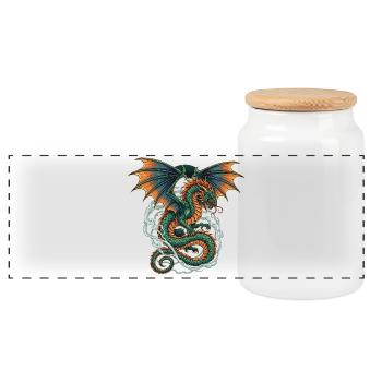 Dragon - Panorama Keksdose mit Holzdeckel - Weiß - Vorne