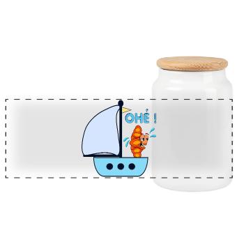 Ohé Voilier Enfants Croissant - Boîte à biscuits avec couvercle en bois - blanc - Devant