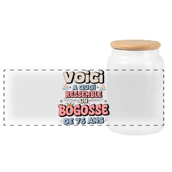 76th Birthday Humor Design - Panoramic Cookie Jar with Wooden Lid - white - Front