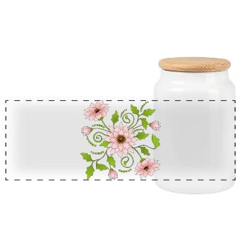 Blumen - Panorama Keksdose mit Holzdeckel - Weiß - Vorne