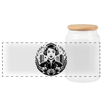 Casque Femme Urbaine Lotus Skyline Rock Techno - Boîte à biscuits avec couvercle en bois - blanc - Devant