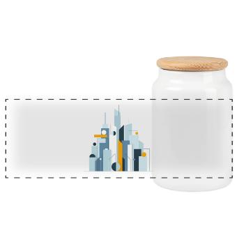 Centre-ville - Boîte à biscuits avec couvercle en bois - blanc - Devant