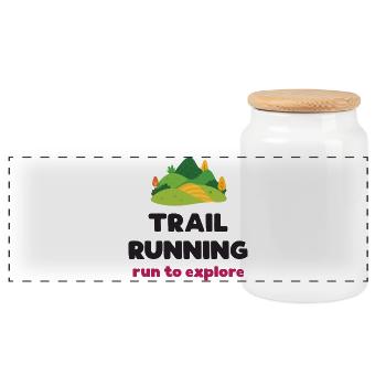 Trail Running - Run to Explore - Panoramic Cookie Jar with Wooden Lid - white - Front