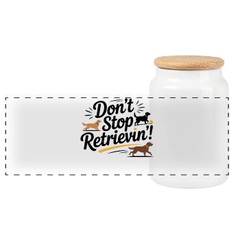 Retriever-Hundeliebhaber-Wortspiel - Panorama Keksdose mit Holzdeckel - Weiß - Vorne