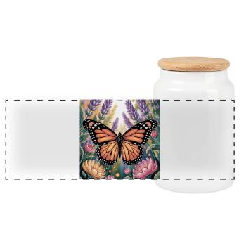 Papillon monarque vibrant Amidlavender fleurit - Boîte à biscuits avec couvercle en bois - blanc - Devant