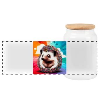 hérisson - Boîte à biscuits avec couvercle en bois - blanc - Devant